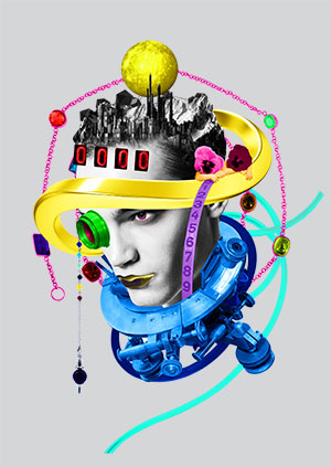 SF小説「パラドックス・メン」(竹書房)の表紙用に制作したコラージュ作品